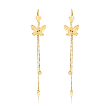 18K Gold Layered Oro Laminado Butterfly Design Dangle Leverback Earrings Wholesale 21.0283